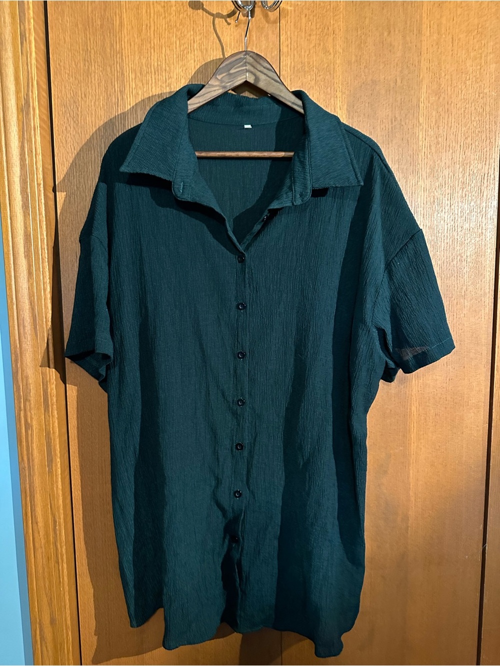 Women’s Short Sleeve Button-Up Shirt and shorts in Dark Green